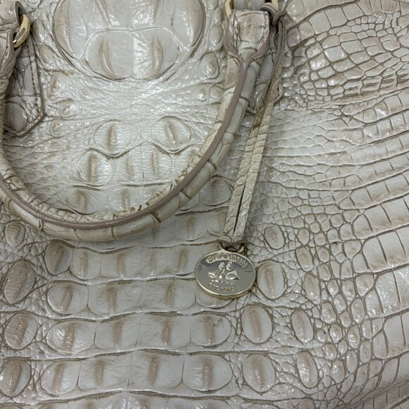 Brahmin cream Duxbury satchel bag embossed leather - Picture 4 of 16